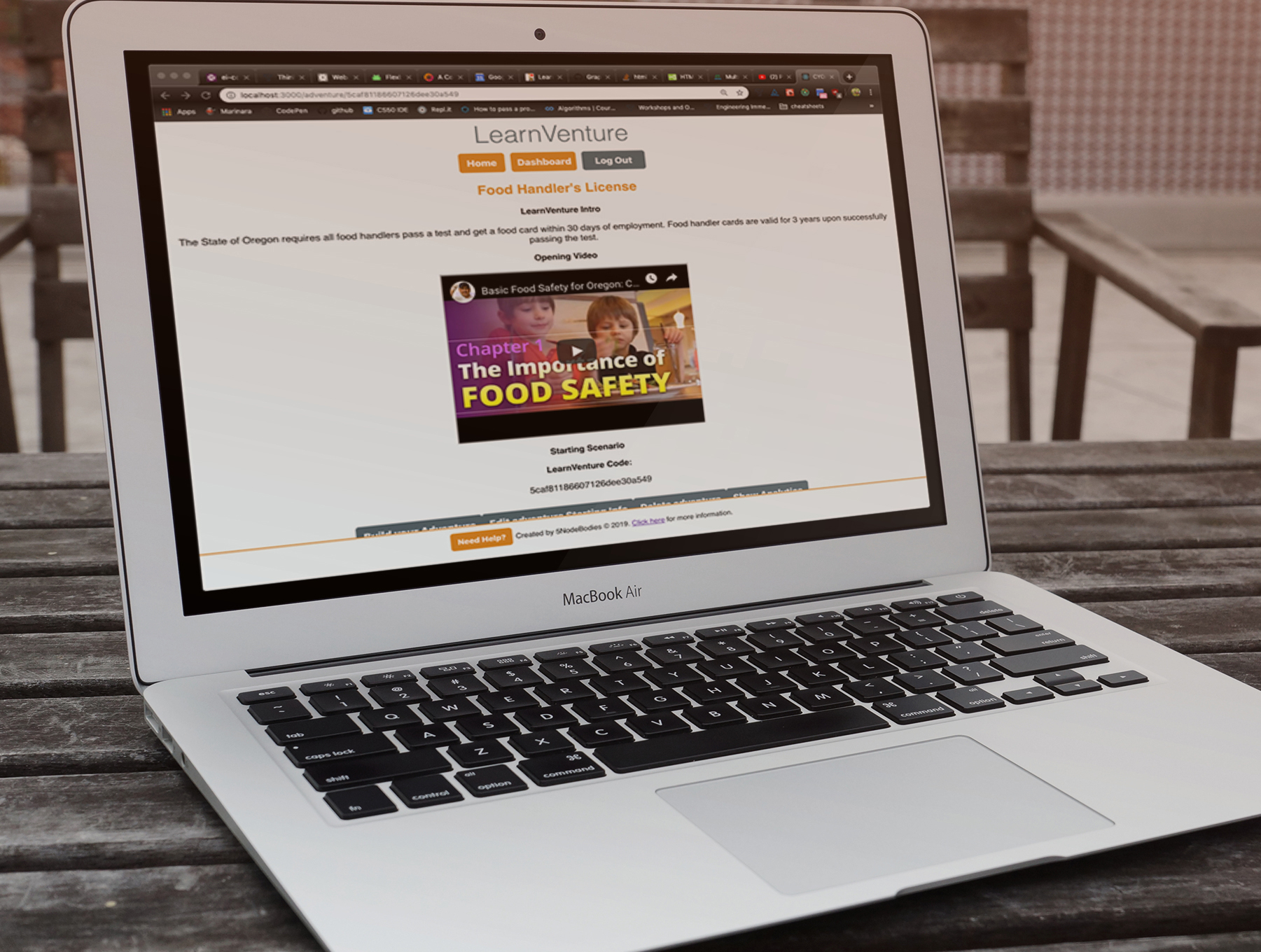 screenshot of web app
